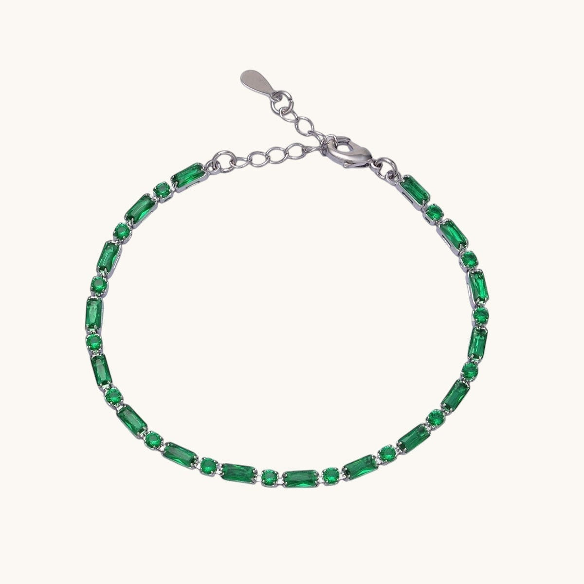 16K Gold Filled Green, Checkered, Black, Clear, Pink 2.5mm Baguette Round CZ 6.5 Inch Tennis Chain Bracelet