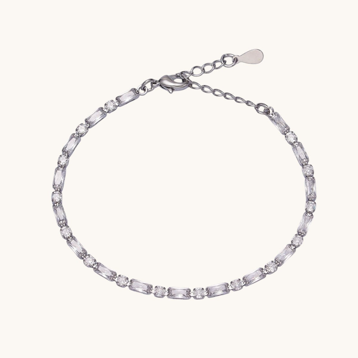 16K Gold Filled Green, Checkered, Black, Clear, Pink 2.5mm Baguette Round CZ 6.5 Inch Tennis Chain Bracelet
