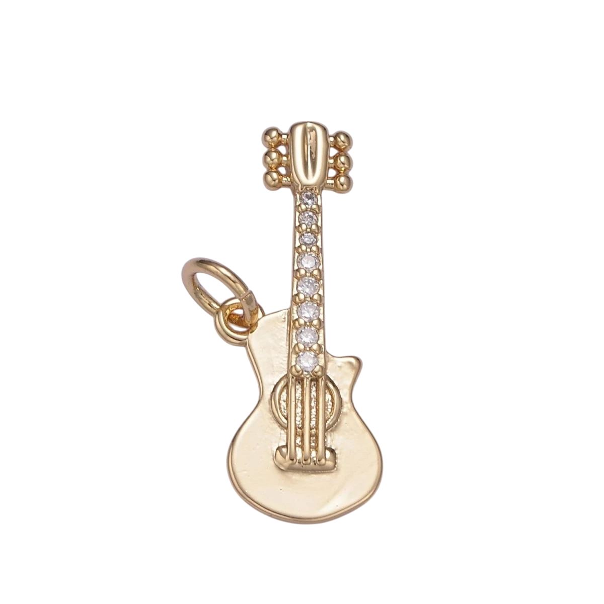 16k Gold Filled Rock n Roll Tiny Guitar Charm Musician Guitarist CZ Pendant