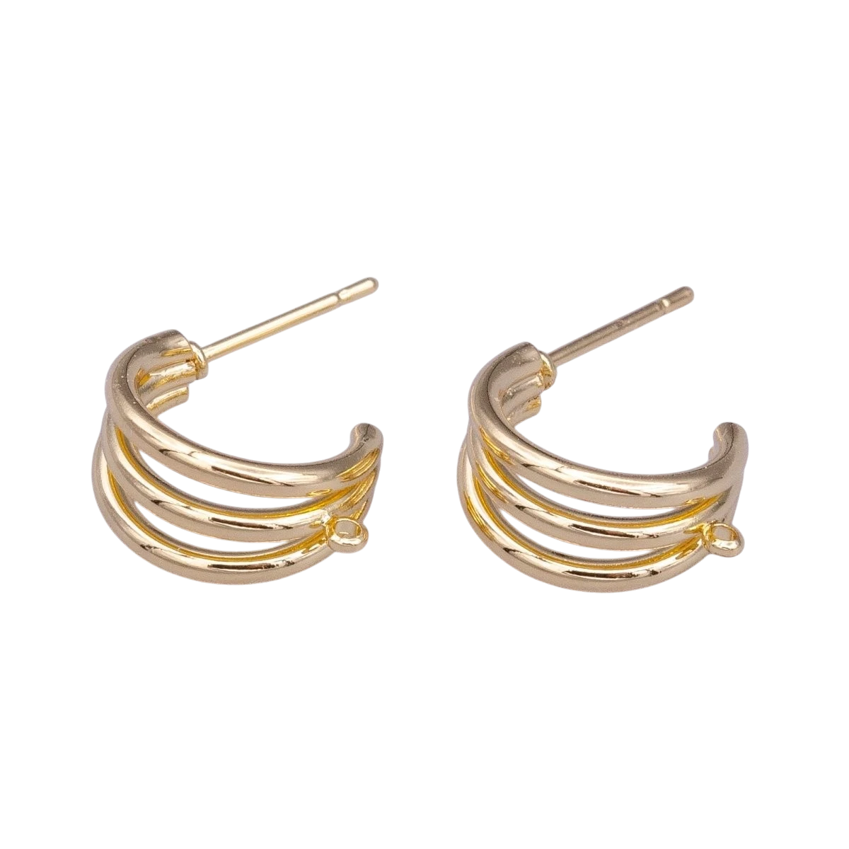 Gold Filled 15mm Triple Band Claw Open Loop C-Shaped Hoop Finding