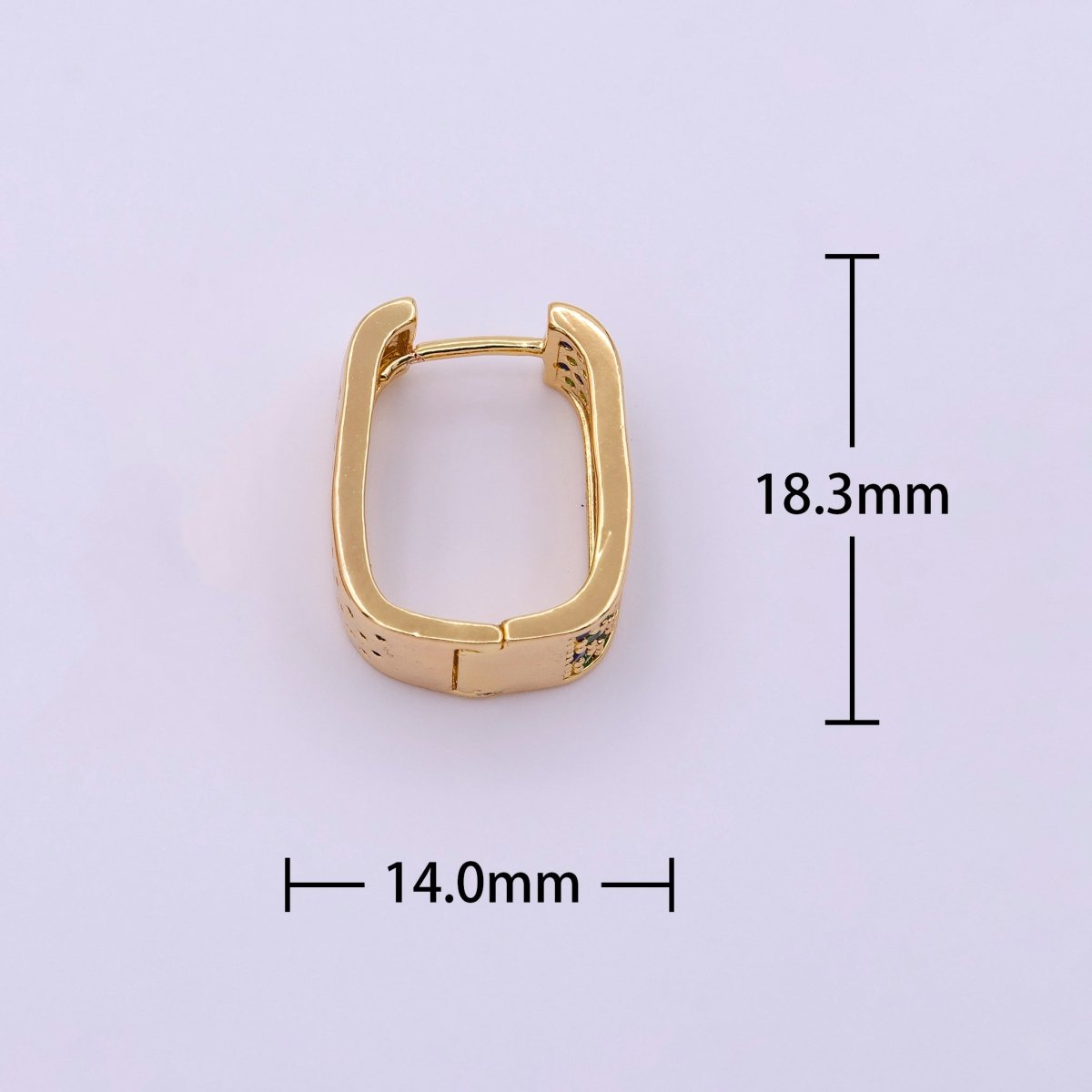 18K Gold Filled Blue & Green Ocean Micro Pave CZ Front-Facing Oblong Hoop Earrings in Gold & Silver