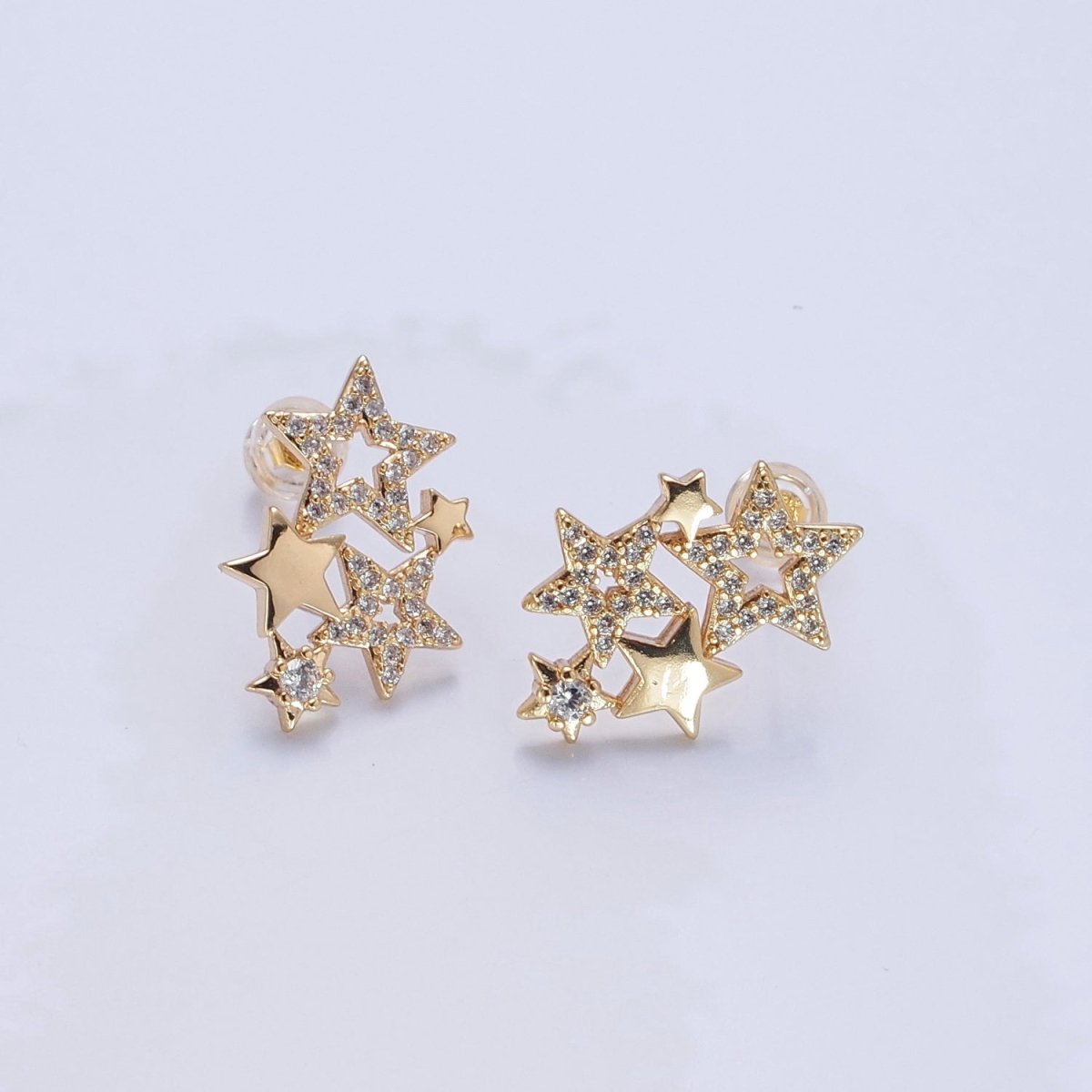Sweet 18K Gold Filled Micro CZ Pave Star Earring Studs