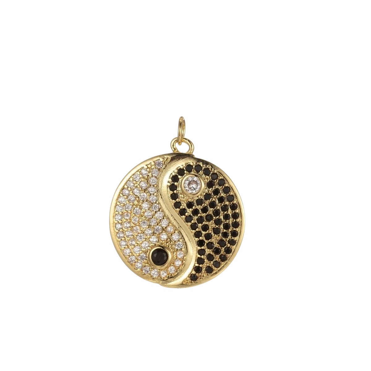 18K Gold Filled Yin Yang Dainty Pendant Micro Pave Yin Yang Charm