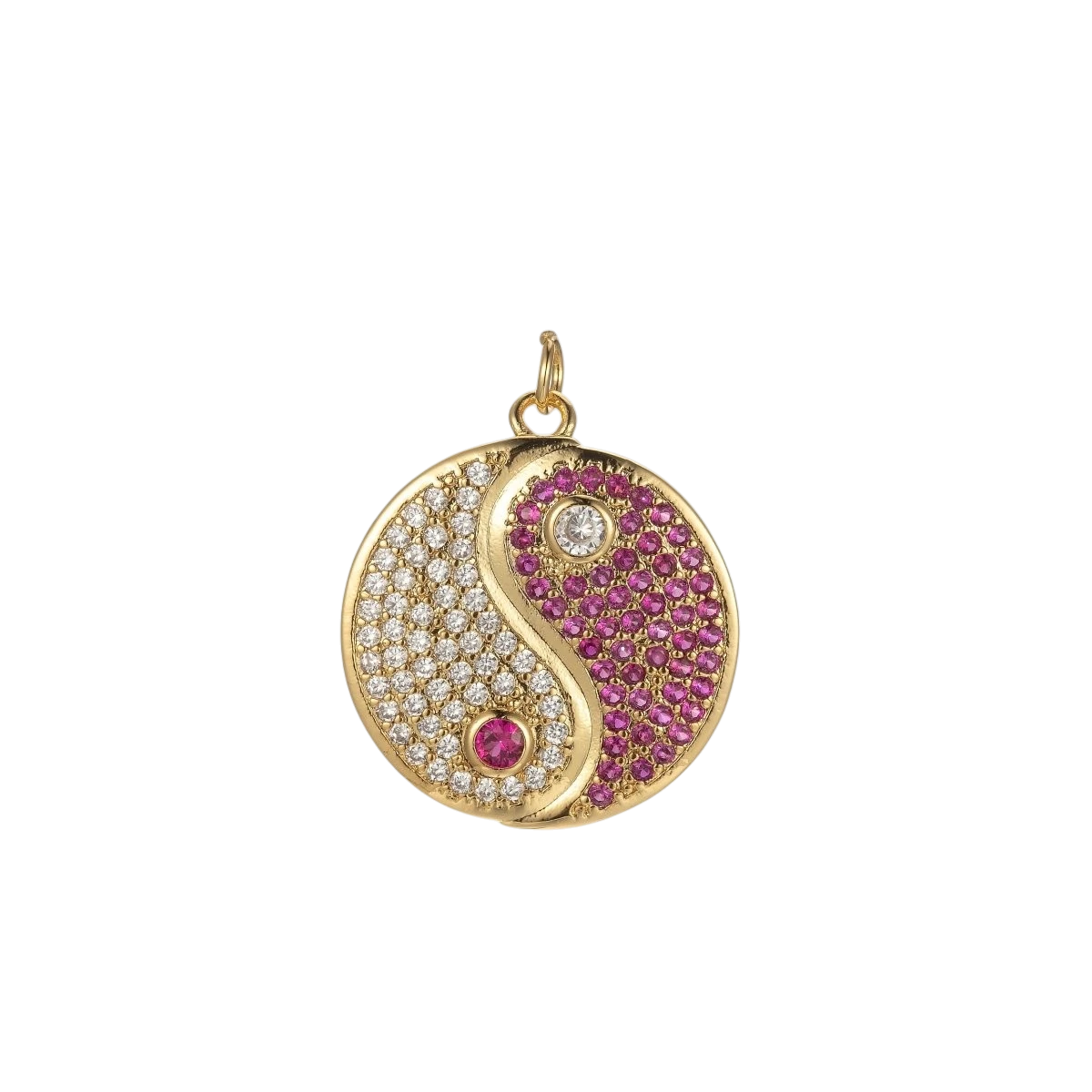 18K Gold Filled Yin Yang Dainty Pendant Micro Pave Yin Yang Charm