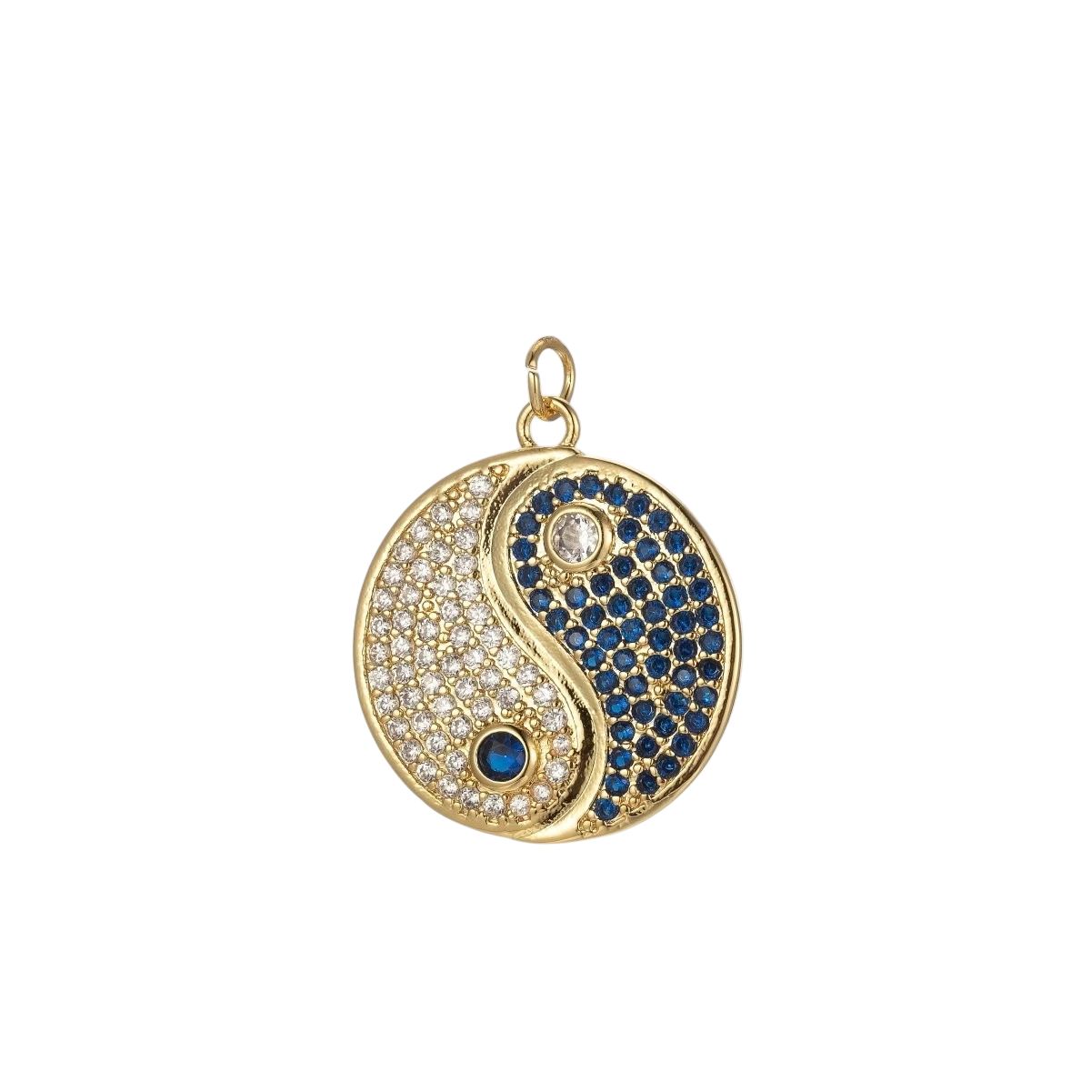 18K Gold Filled Yin Yang Dainty Pendant Micro Pave Yin Yang Charm
