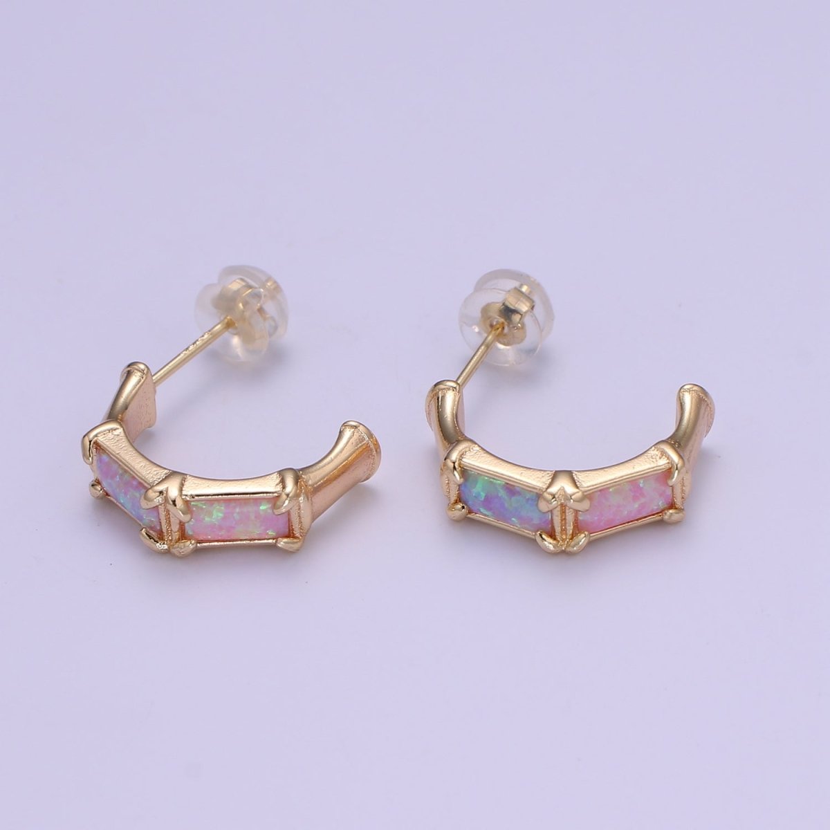 Beautiful Everyday 20mm Hoop Minimalist Opal Hoop Earrings 18k Gold-Filled Earring Pink Blue White Opal Dainty Hoop Earrings