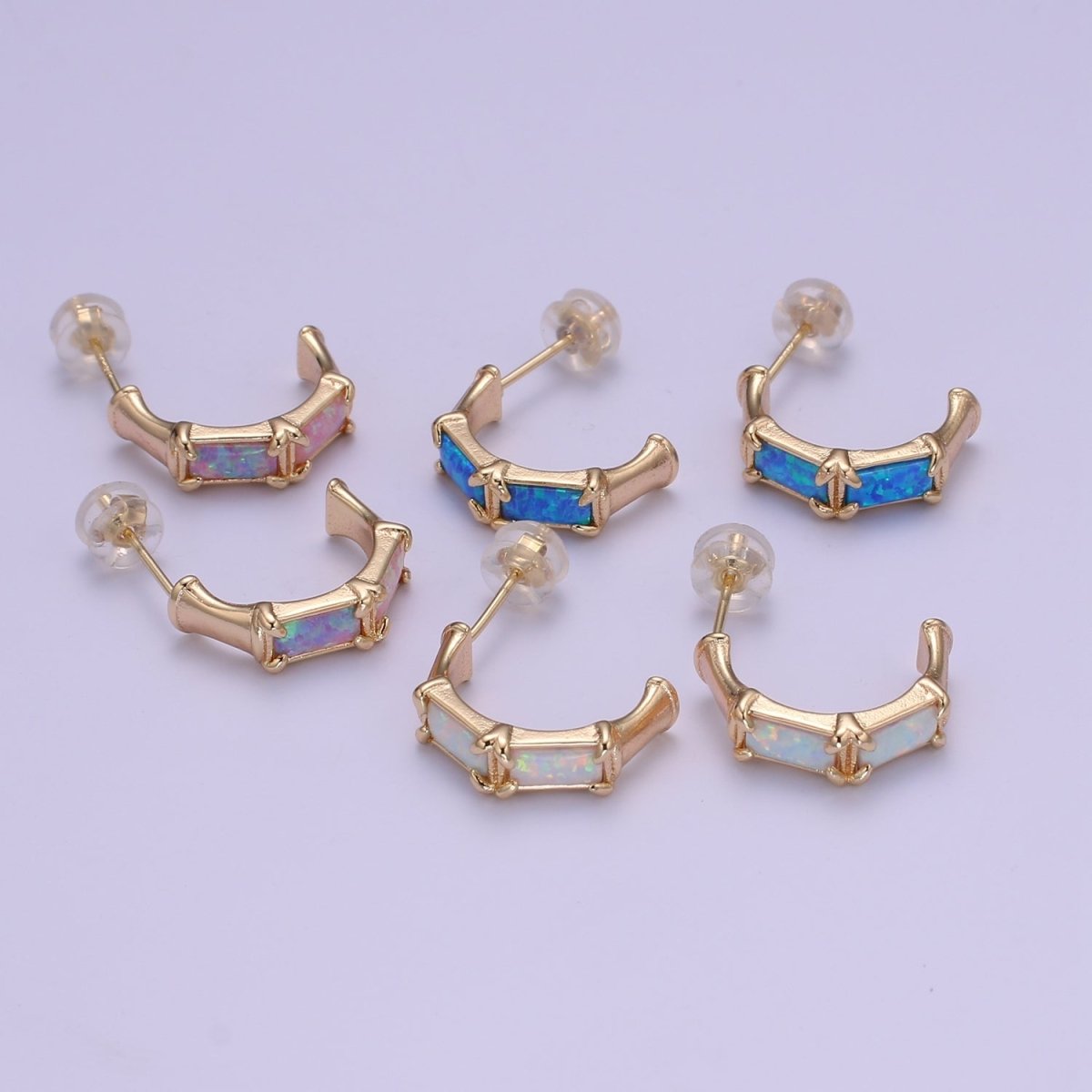 Beautiful Everyday 20mm Hoop Minimalist Opal Hoop Earrings 18k Gold-Filled Earring Pink Blue White Opal Dainty Hoop Earrings