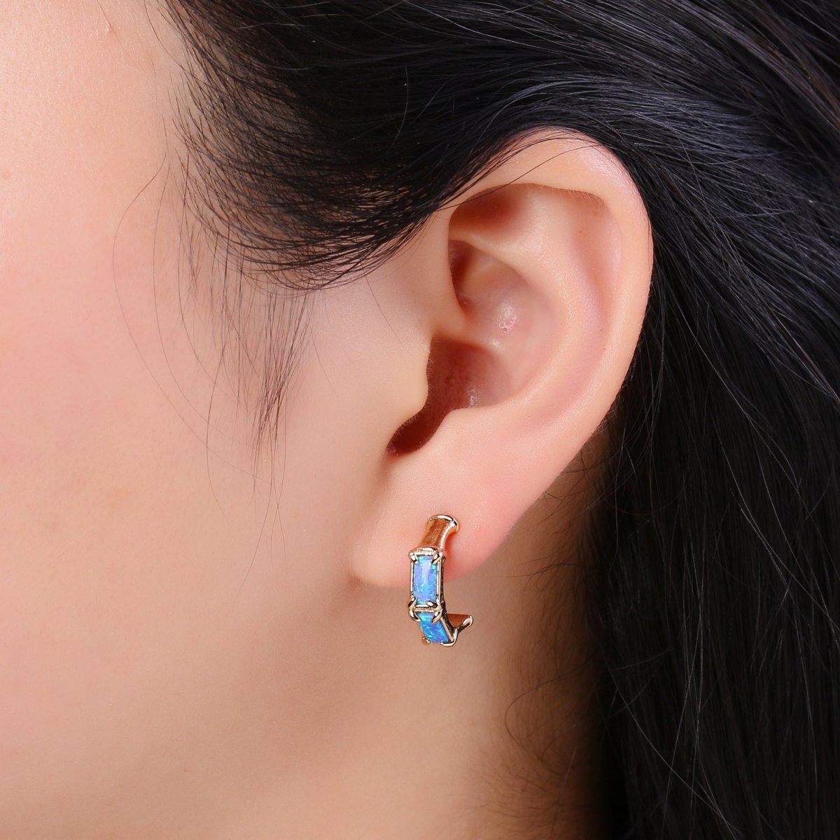 Beautiful Everyday 20mm Hoop Minimalist Opal Hoop Earrings 18k Gold-Filled Earring Pink Blue White Opal Dainty Hoop Earrings