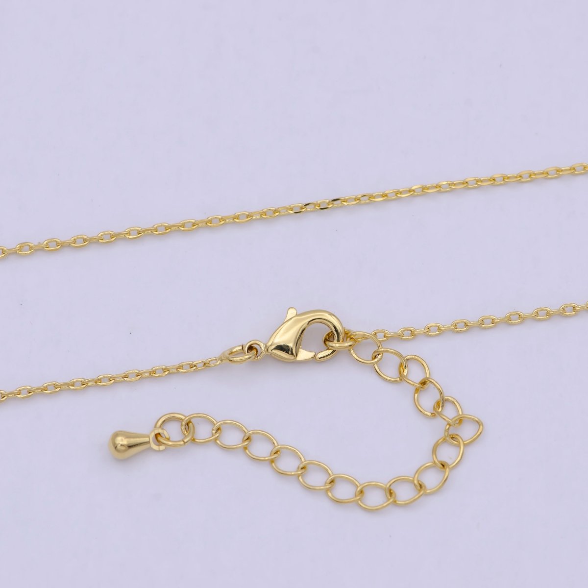 24K Gold Filled 1.4mm Dainty Cable 18 Inch Layering Chain Necklace with Extender