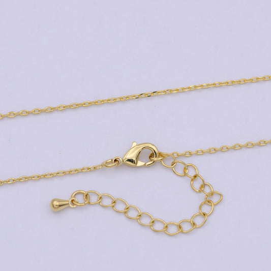 24K Gold Filled 1.4mm Dainty Cable 18 Inch Layering Chain Necklace with Extender