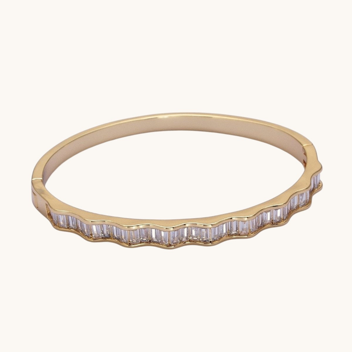 24k Gold Filled Baguette Geometric Wavy Gold Bangle Bracelet