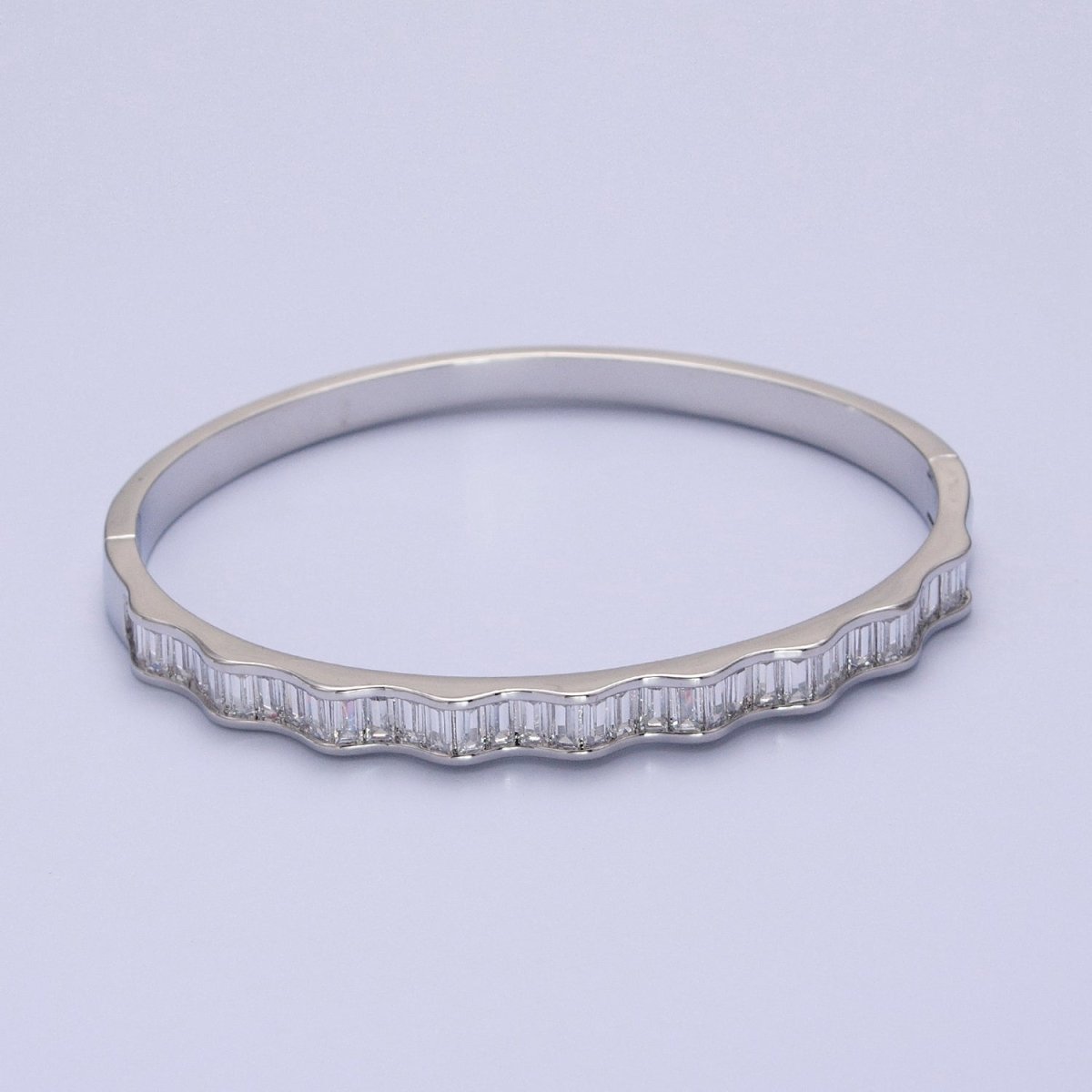 24k Gold Filled Baguette Geometric Wavy Gold Bangle Bracelet