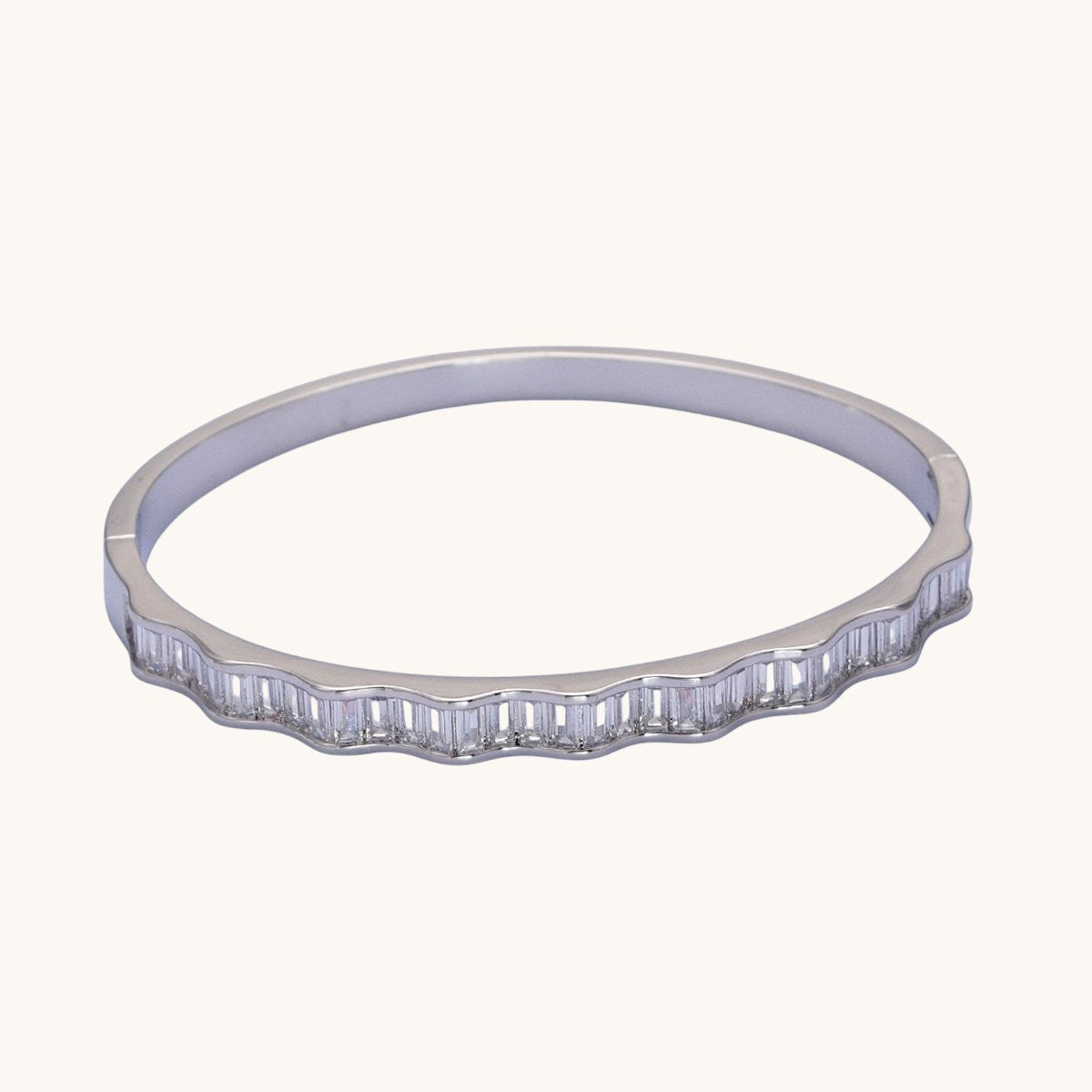 24k Gold Filled Baguette Geometric Wavy Gold Bangle Bracelet