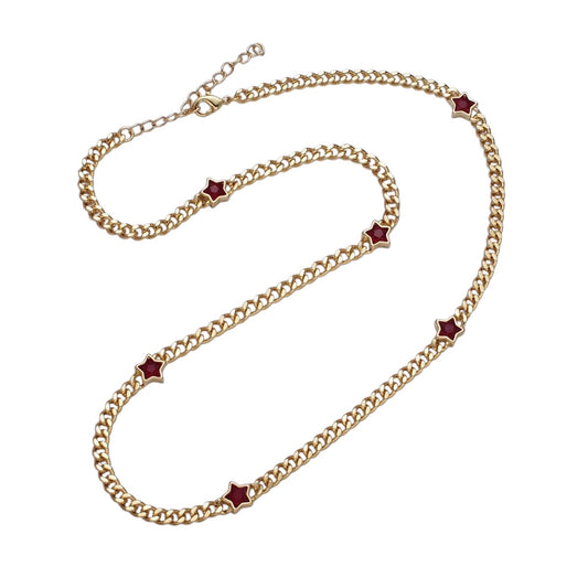 Beautiful 24K Gold Filled Celestial Star Cubic Zirconia 18 Inch Curb Chain Necklace