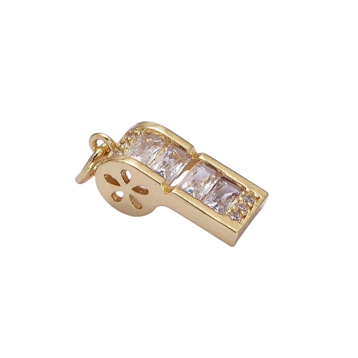 24K Gold-Filled 17mm Clear Baguette Whistle Flower Add-On Charm in Gold or Silver