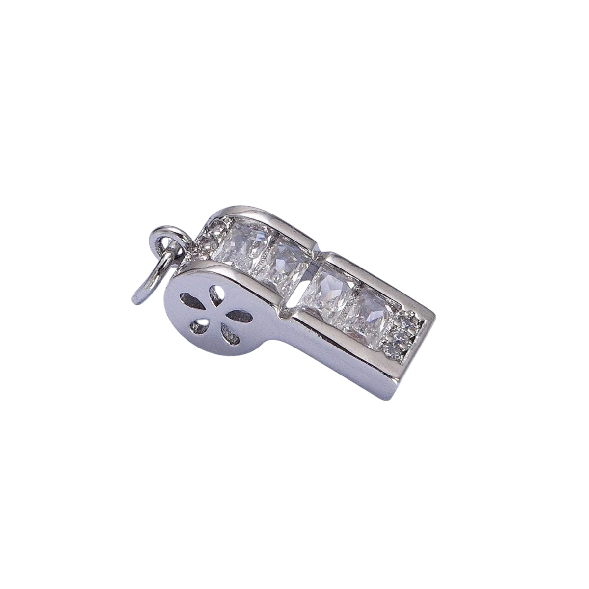 24K Gold-Filled 17mm Clear Baguette Whistle Flower Add-On Charm in Gold or Silver