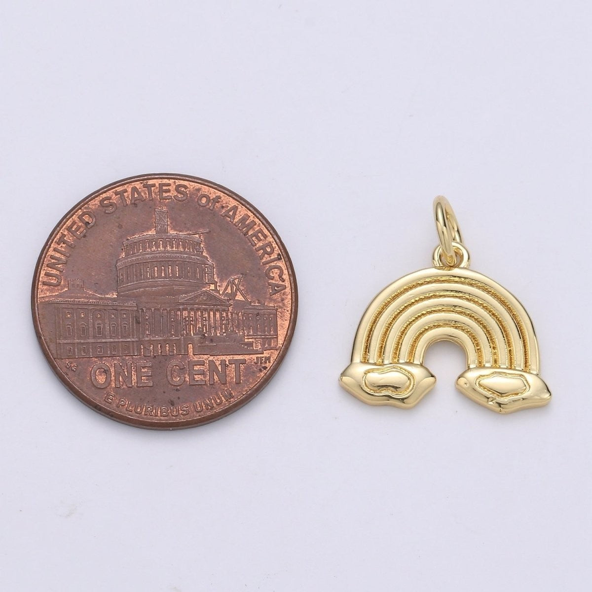24k Gold Filled Dainty Rainbow Cloud Charm, Gold Cloud Rainbow