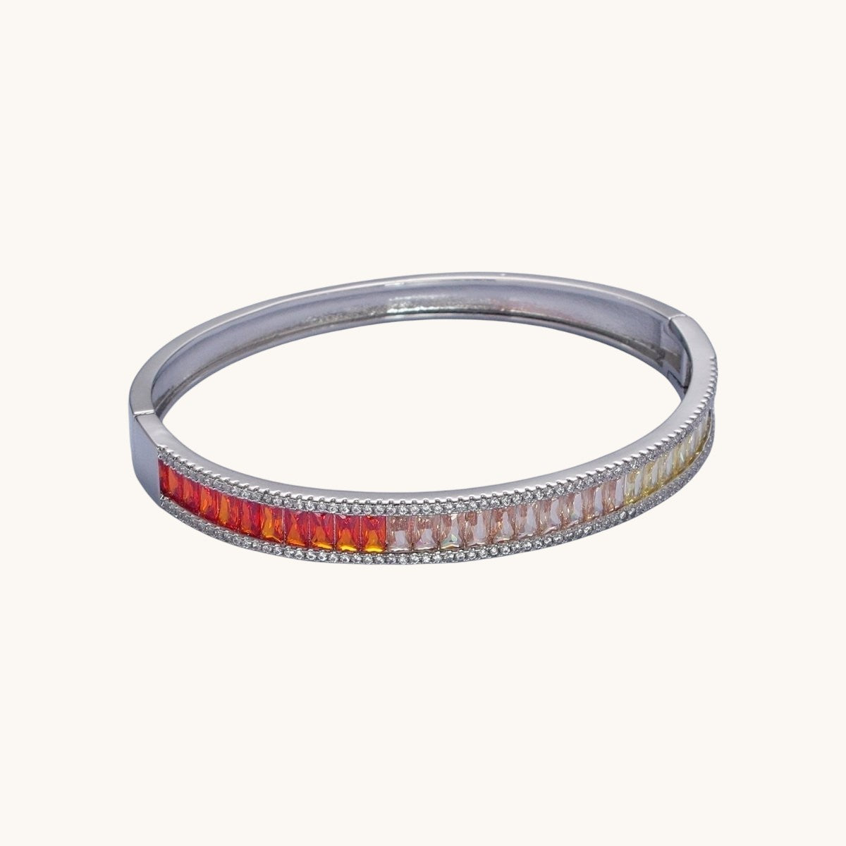 Gorgeous 24K Gold Filled Gradient Baguette CZ Bracelet Bangle, Ombre Tennis Bracelet