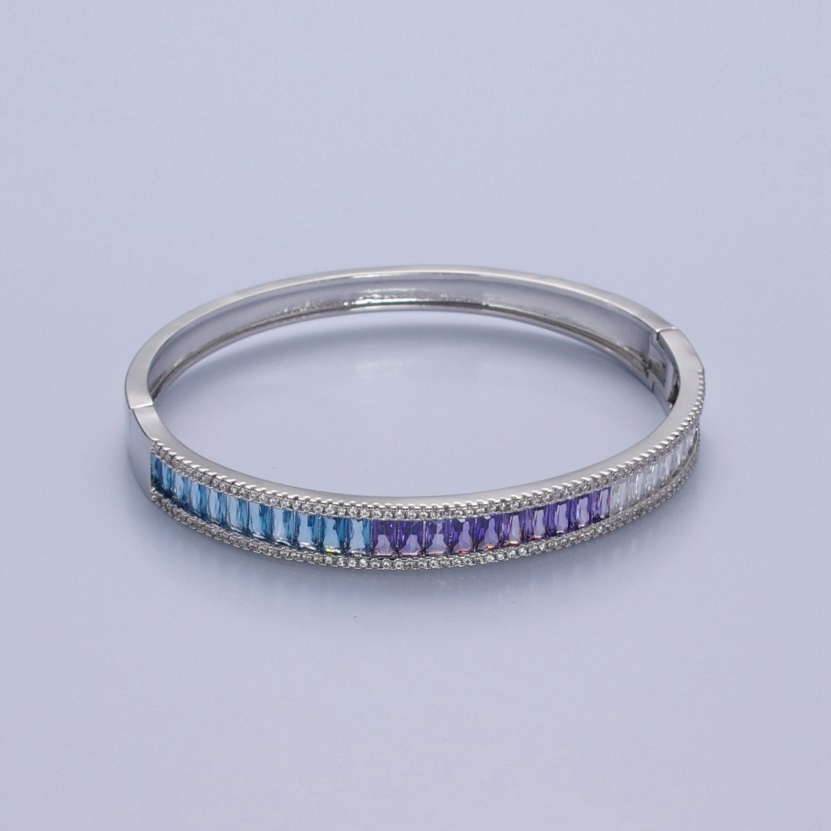 Gorgeous 24K Gold Filled Gradient Baguette CZ Bracelet Bangle, Ombre Tennis Bracelet