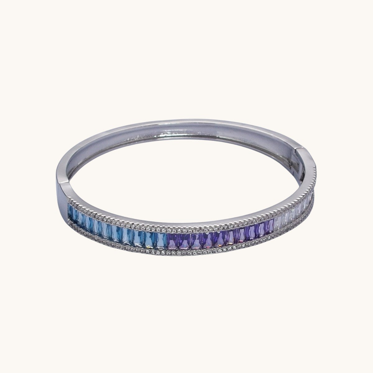 Gorgeous 24K Gold Filled Gradient Baguette CZ Bracelet Bangle, Ombre Tennis Bracelet