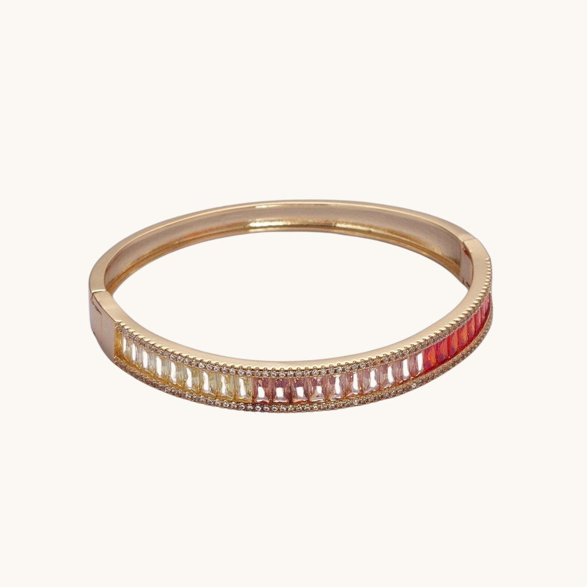 Gorgeous 24K Gold Filled Gradient Baguette CZ Bracelet Bangle, Ombre Tennis Bracelet