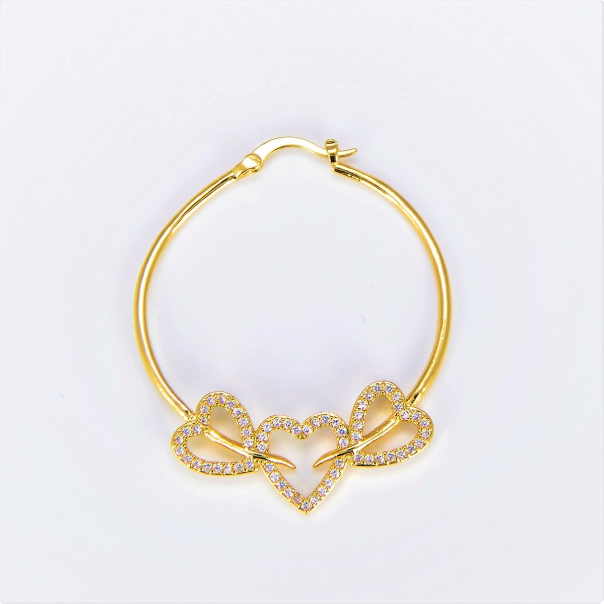 24K Gold Filled Hoop Heart Earring 40mm Love Hoops