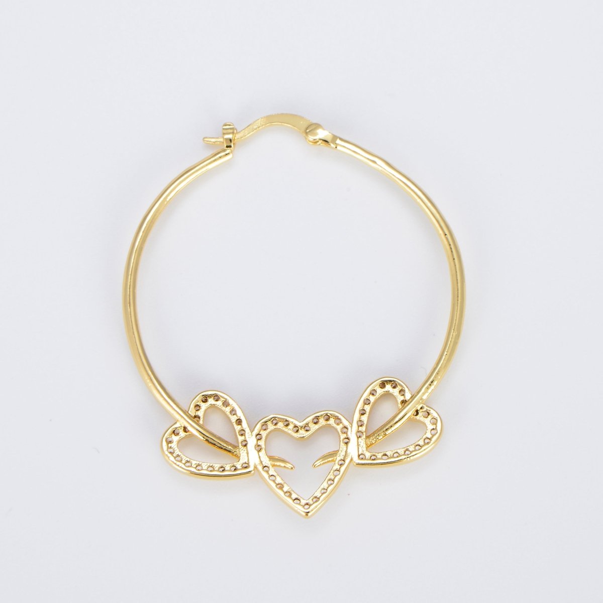 24K Gold Filled Hoop Heart Earring 40mm Love Hoops