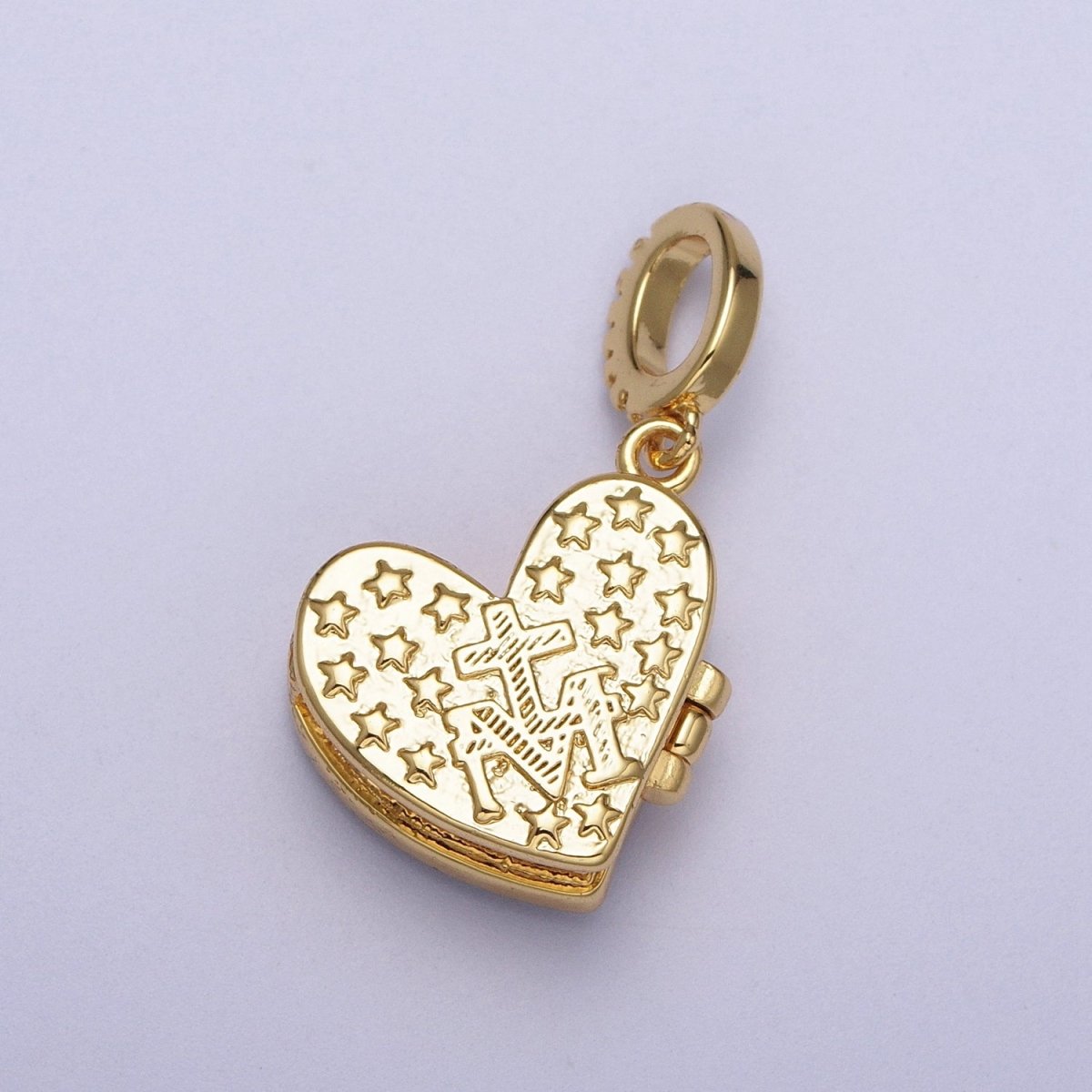 24K Gold-Filled 28mm Marian Cross Black, Blue, White, Green Shell Opal Heart Locket Pendant
