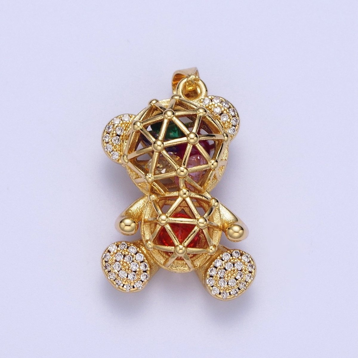 24K Gold Filled Micro Pave Gold Bear Charm Teddy Bear Charm