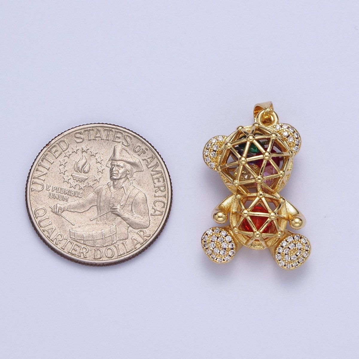 24K Gold Filled Micro Pave Gold Bear Charm Teddy Bear Charm