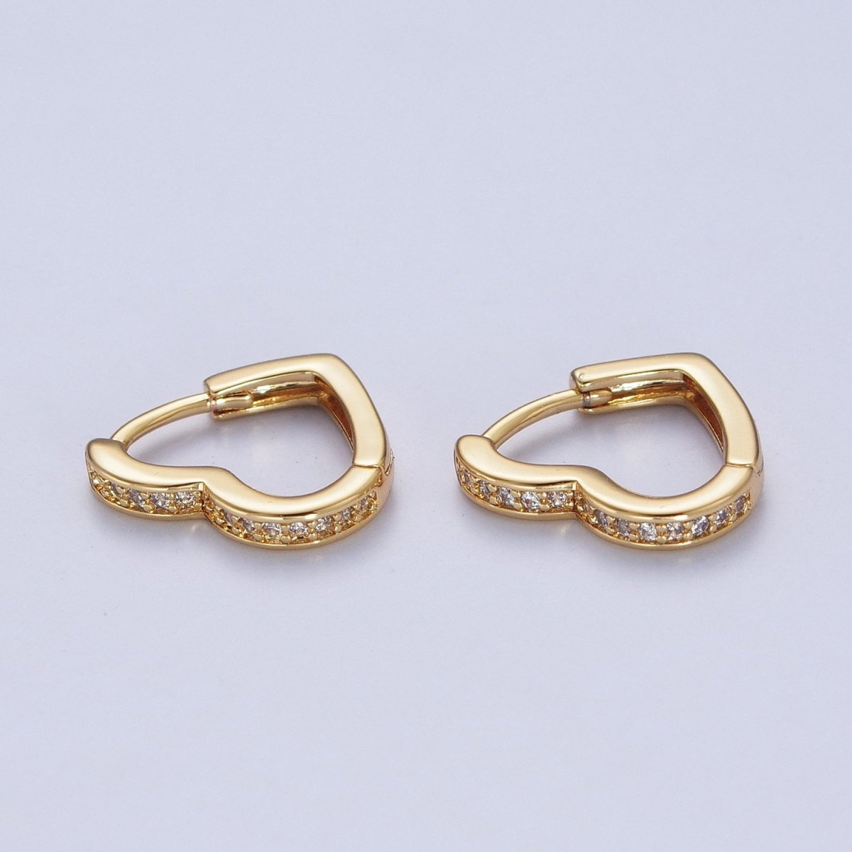 24K Gold Filled Micro Pave Heart Love Huggie Hoop Earrings Jewelry Gift