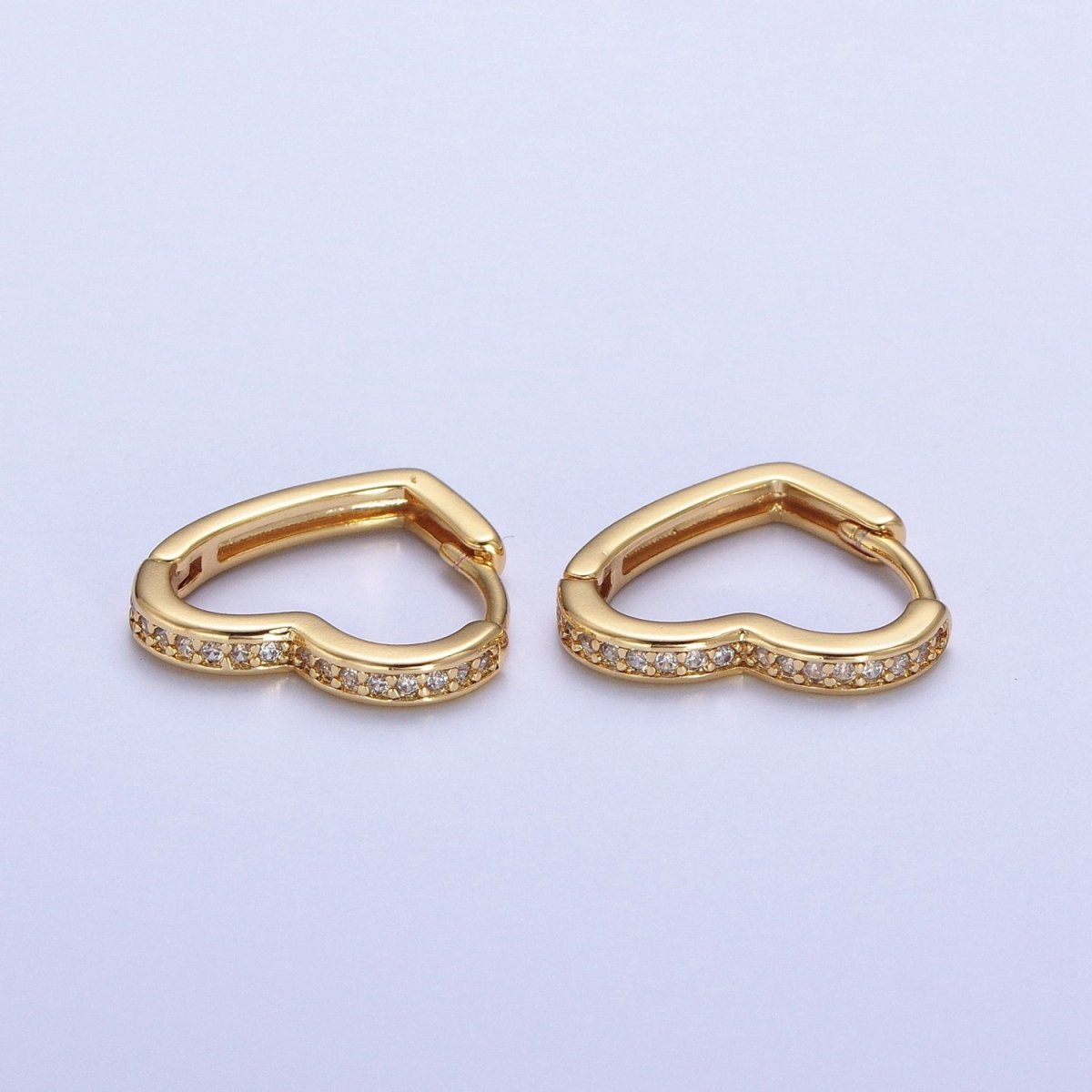 24K Gold Filled Micro Pave Heart Love Huggie Hoop Earrings Jewelry Gift