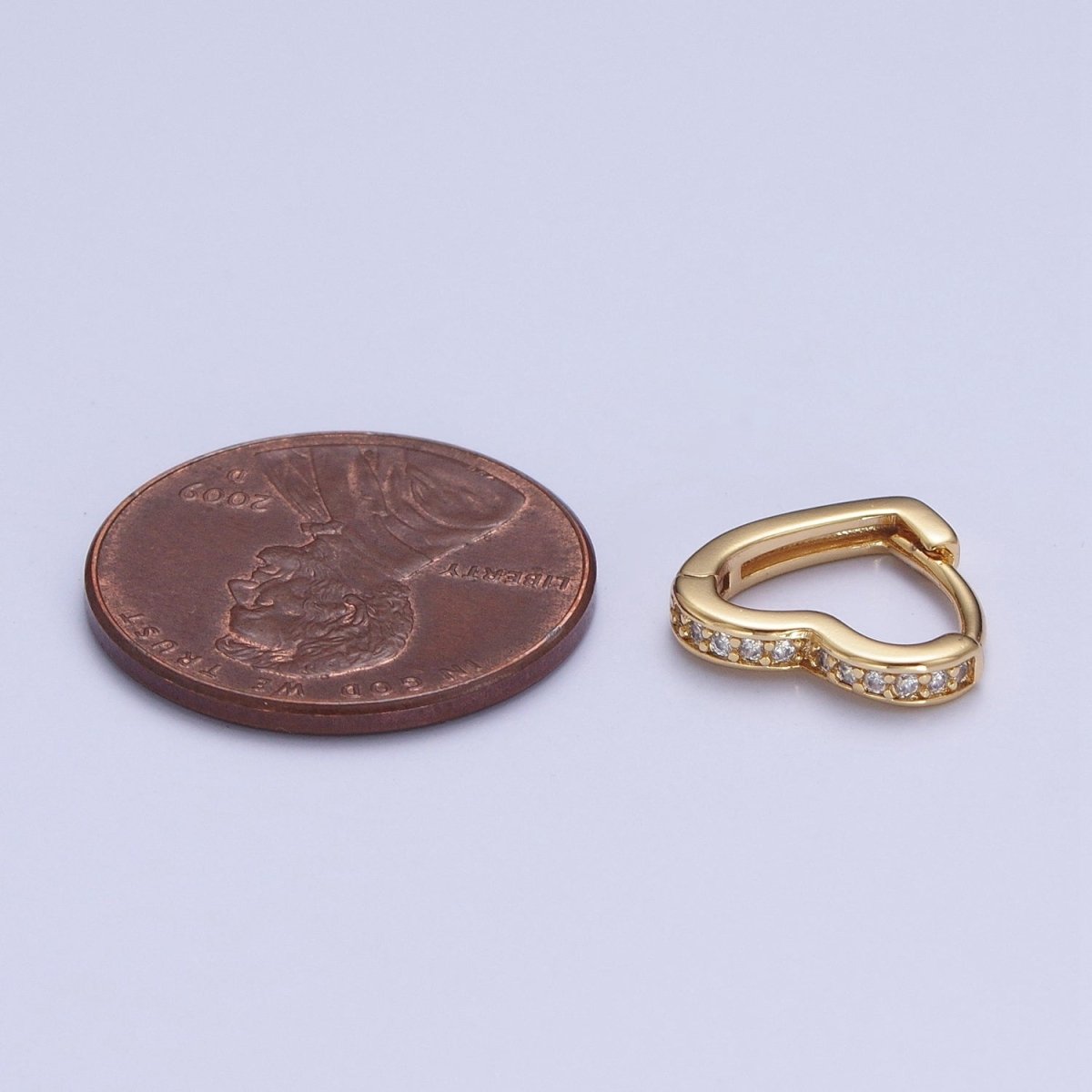 24K Gold Filled Micro Pave Heart Love Huggie Hoop Earrings Jewelry Gift