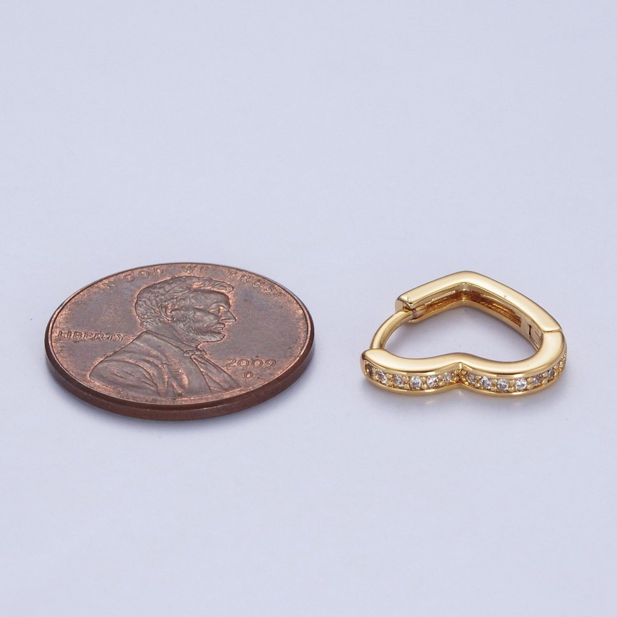24K Gold Filled Micro Pave Heart Love Huggie Hoop Earrings Jewelry Gift