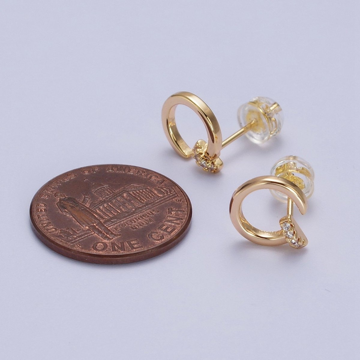 Minimalist 24K Gold Filled Micro Pave CZ Spiral Stud Earrings