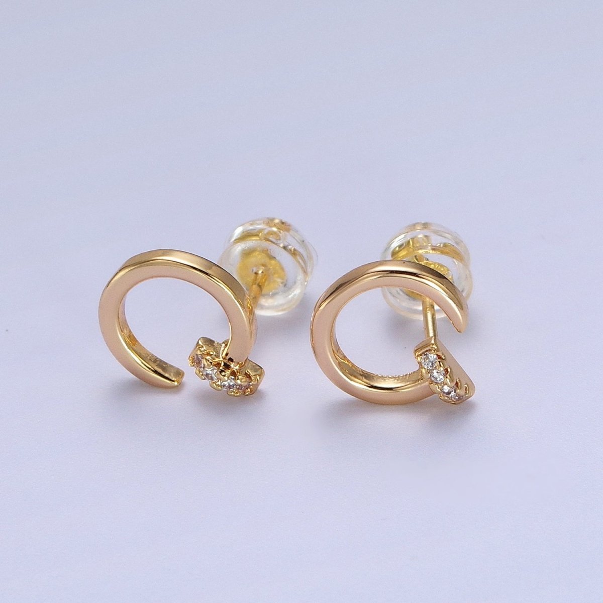 Minimalist 24K Gold Filled Micro Pave CZ Spiral Stud Earrings