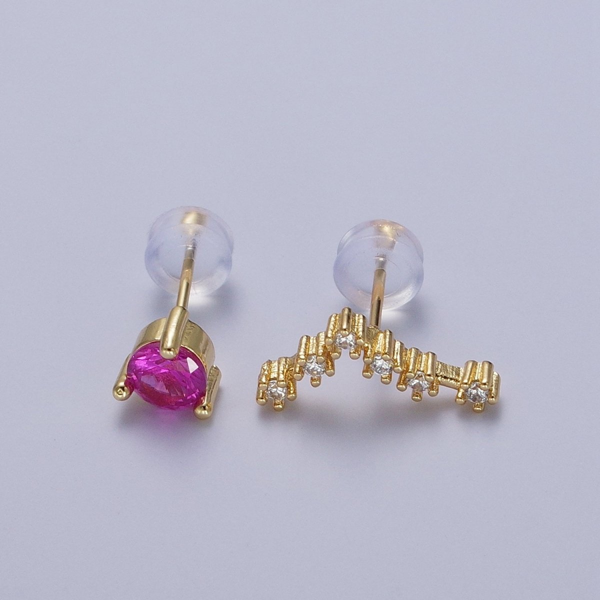 24K Gold Filled Set Birthstone & Astrology Zodiac Horoscope Constellation Cubic Zirconia Stud Earrings