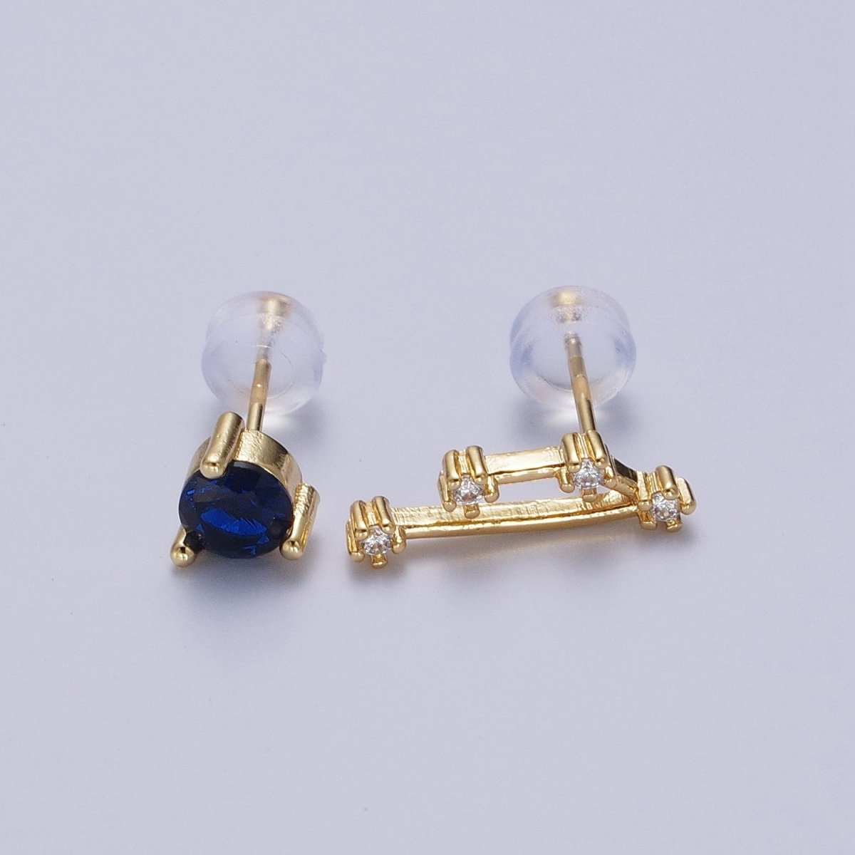 24K Gold Filled Set Birthstone & Astrology Zodiac Horoscope Constellation Cubic Zirconia Stud Earrings