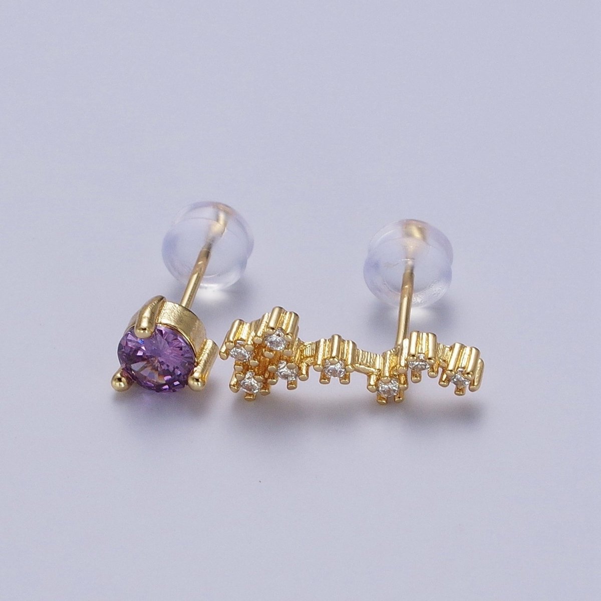 24K Gold Filled Set Birthstone & Astrology Zodiac Horoscope Constellation Cubic Zirconia Stud Earrings