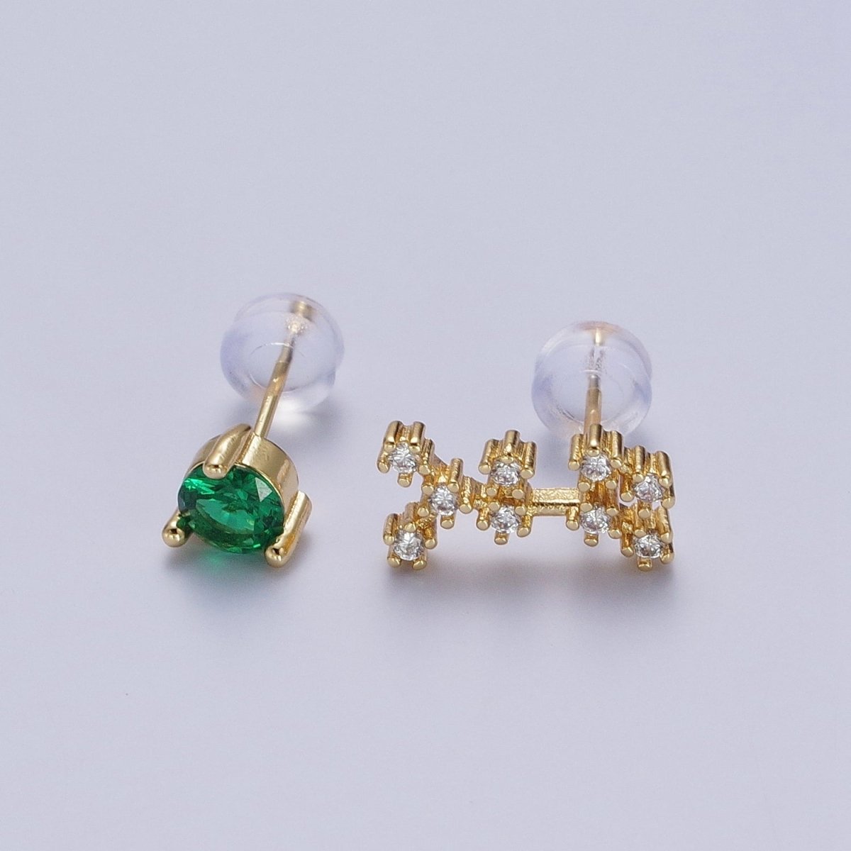 24K Gold Filled Set Birthstone & Astrology Zodiac Horoscope Constellation Cubic Zirconia Stud Earrings