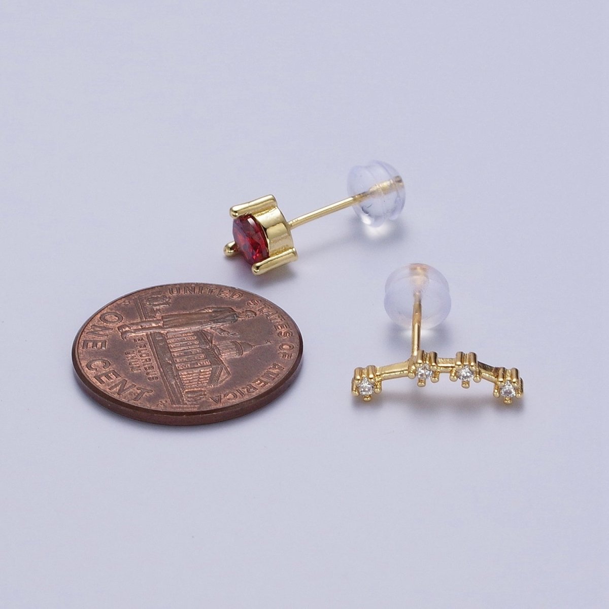 24K Gold Filled Set Birthstone & Astrology Zodiac Horoscope Constellation Cubic Zirconia Stud Earrings
