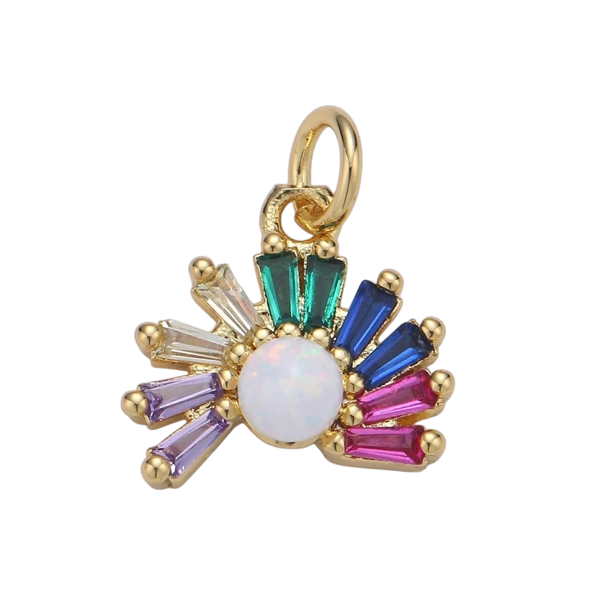24K Gold Filled 15mm x 12.5mm Silver or Gold Rainbow Sunrise Charm