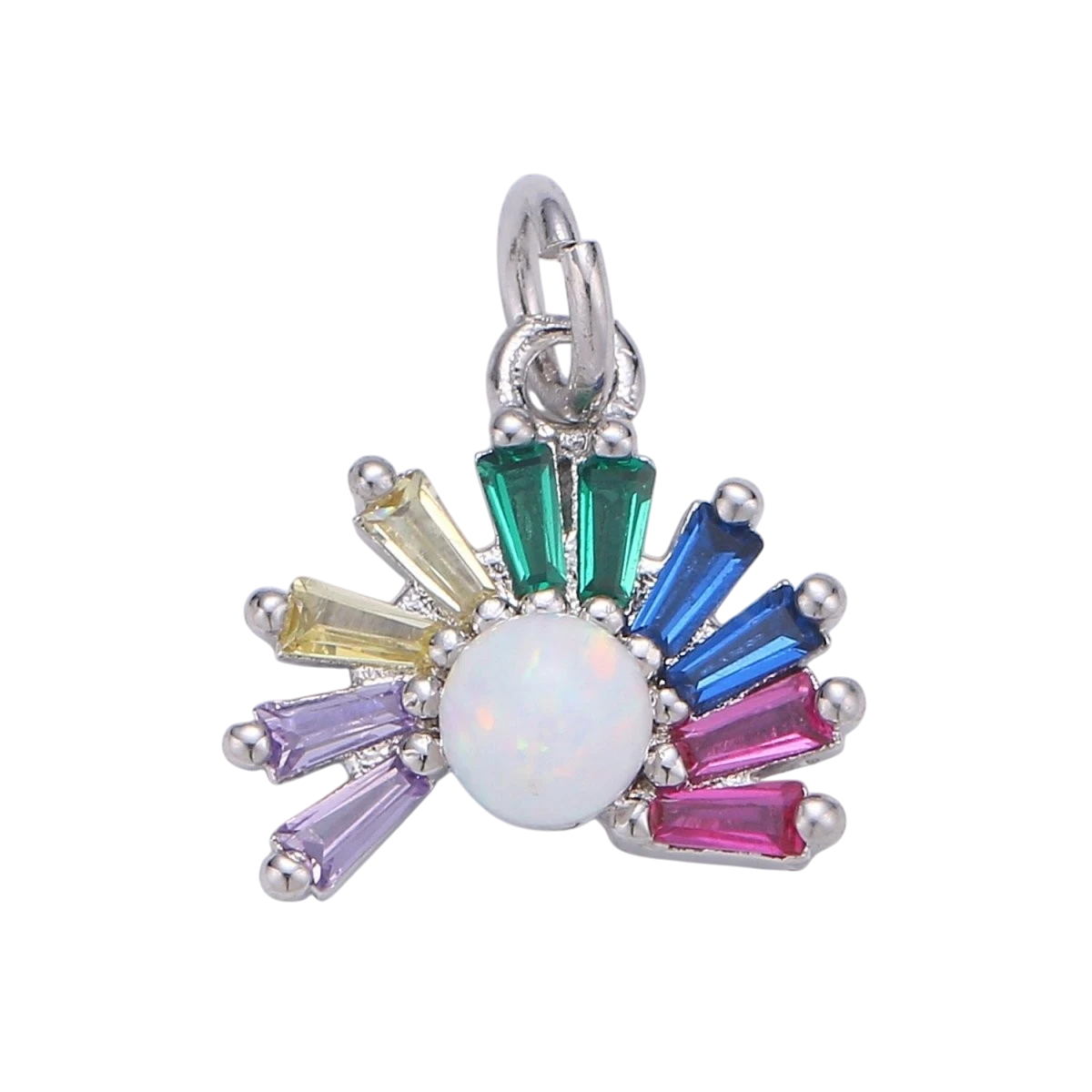 24K Gold Filled 15mm x 12.5mm Silver or Gold Rainbow Sunrise Charm