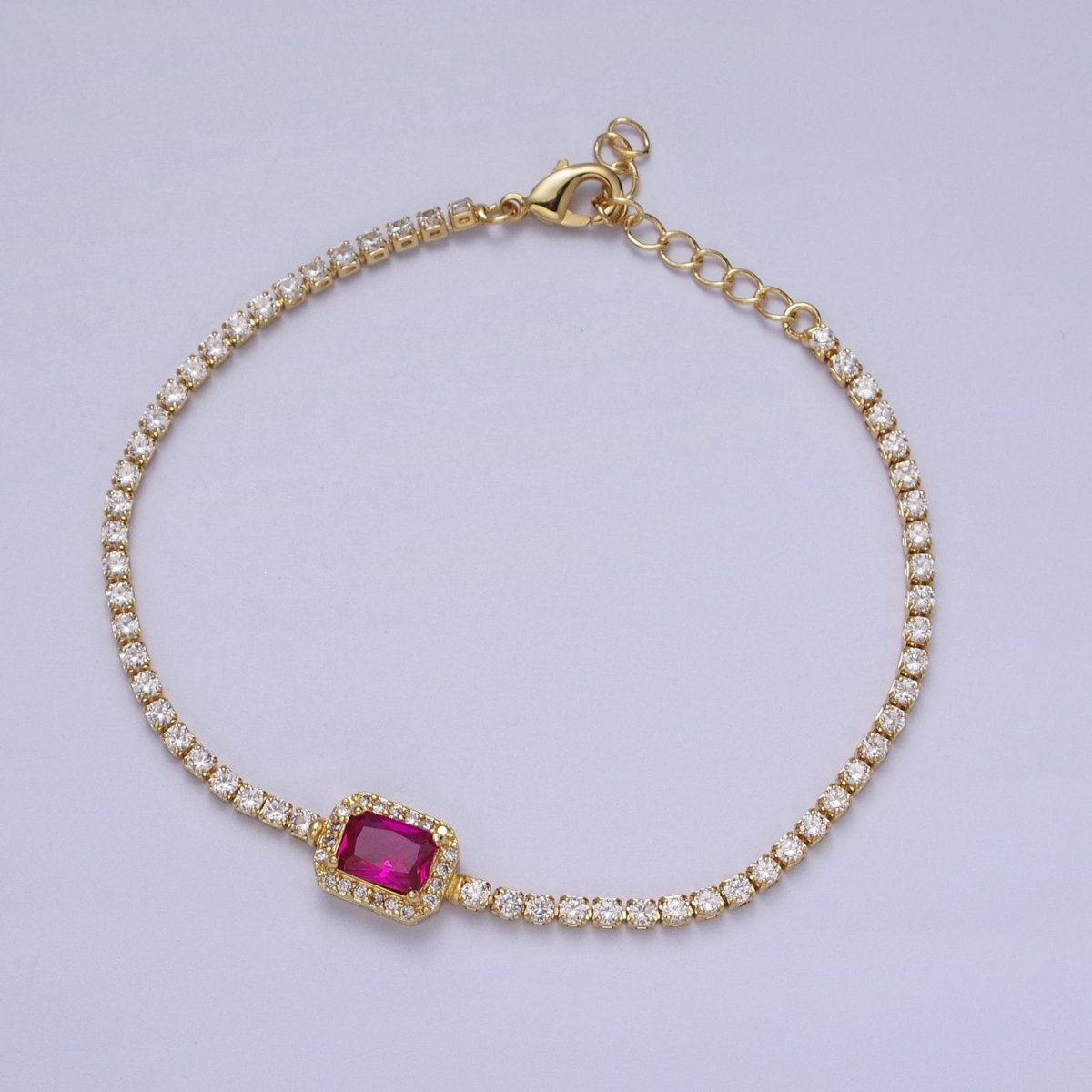 Dainty 24k Gold-Filled Tennis Chain Baguette Cubic Zirconia Bracelet Chain in Gold