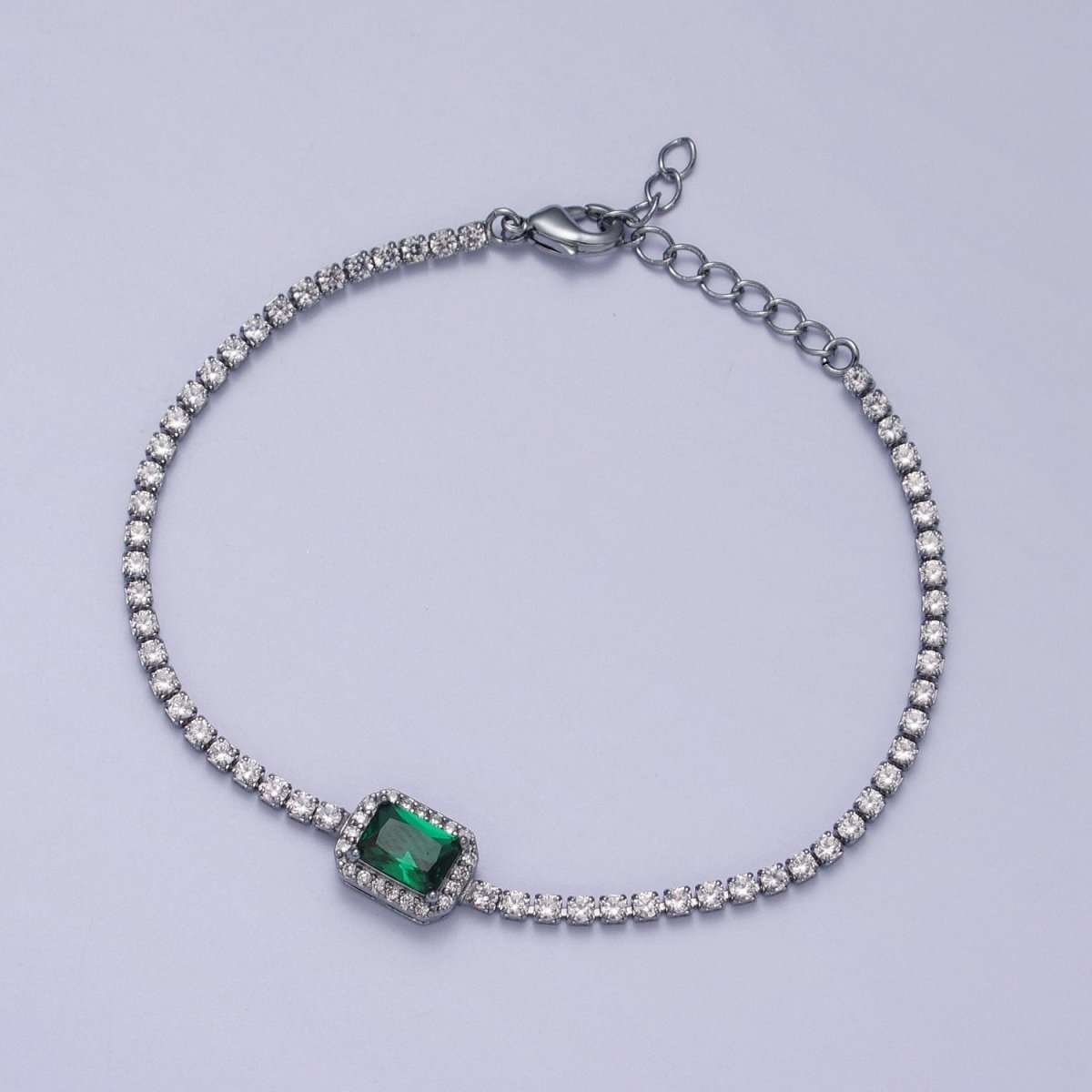 Dainty 24k Gold-Filled Tennis Chain Baguette Cubic Zirconia Bracelet Chain in Gold