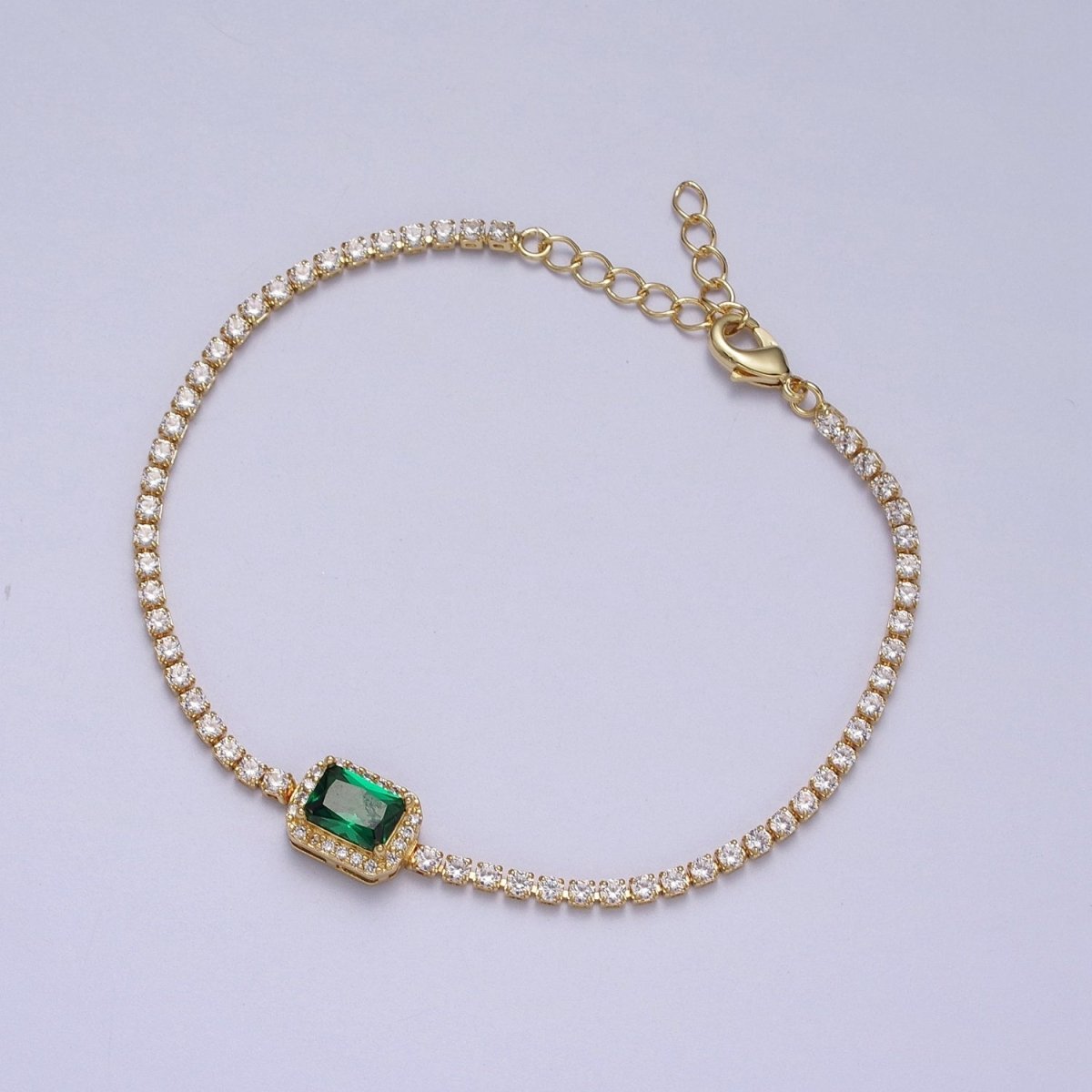 Dainty 24k Gold-Filled Tennis Chain Baguette Cubic Zirconia Bracelet Chain in Gold