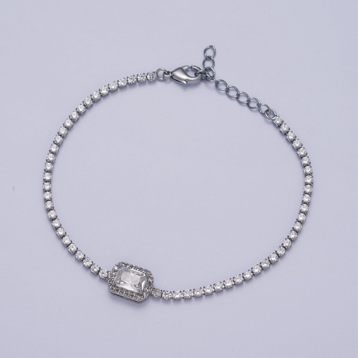 Dainty 24k Gold-Filled Tennis Chain Baguette Cubic Zirconia Bracelet Chain in Gold