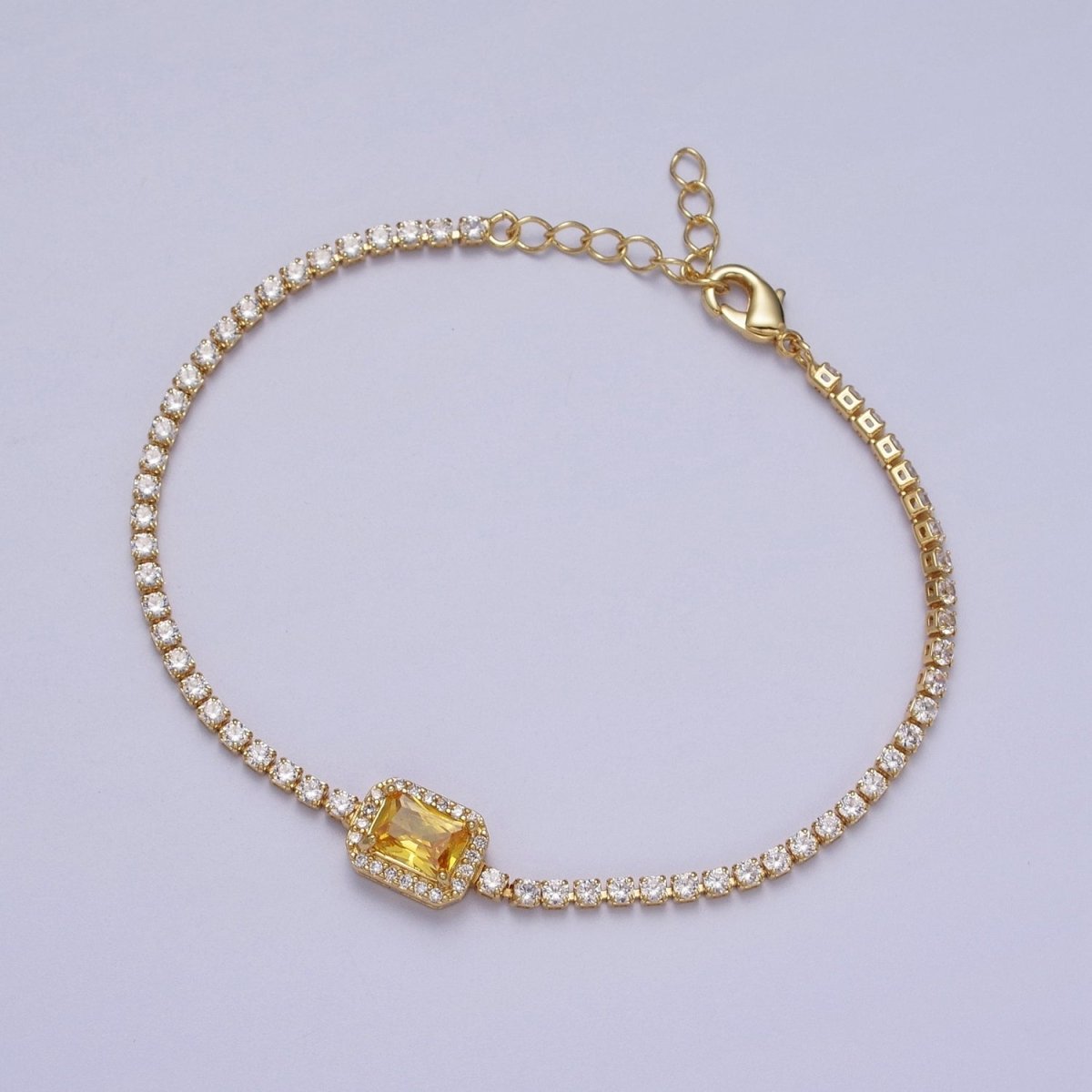 Dainty 24k Gold-Filled Tennis Chain Baguette Cubic Zirconia Bracelet Chain in Gold