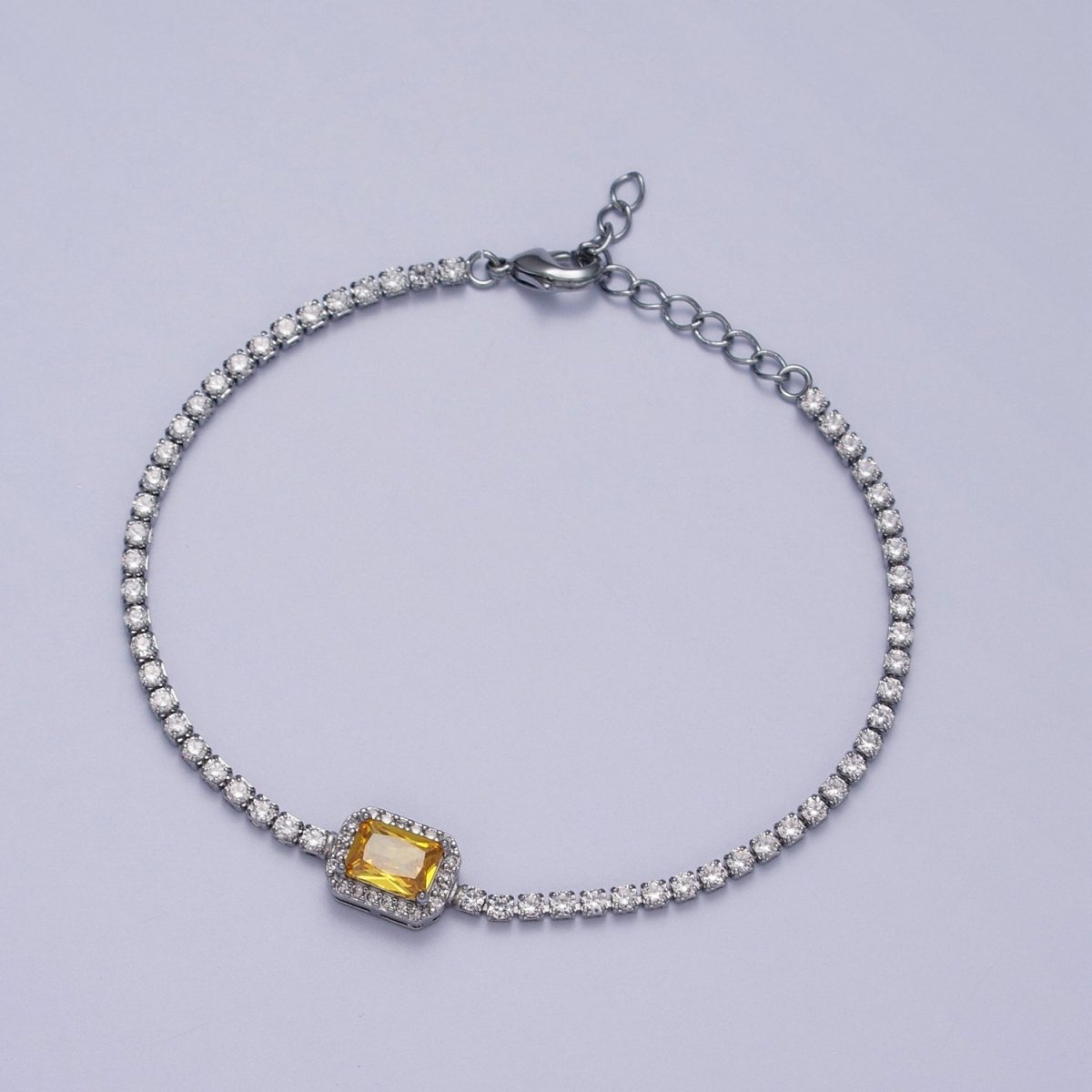 Dainty 24k Gold-Filled Tennis Chain Baguette Cubic Zirconia Bracelet Chain in Gold