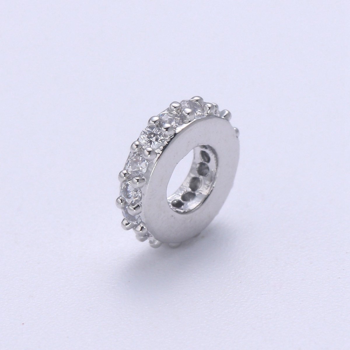 Gold Filled 6mm CZ Micro Pave Round Wheel Spacer Bead Cubic Zirconia Rondelle Spacer Bead